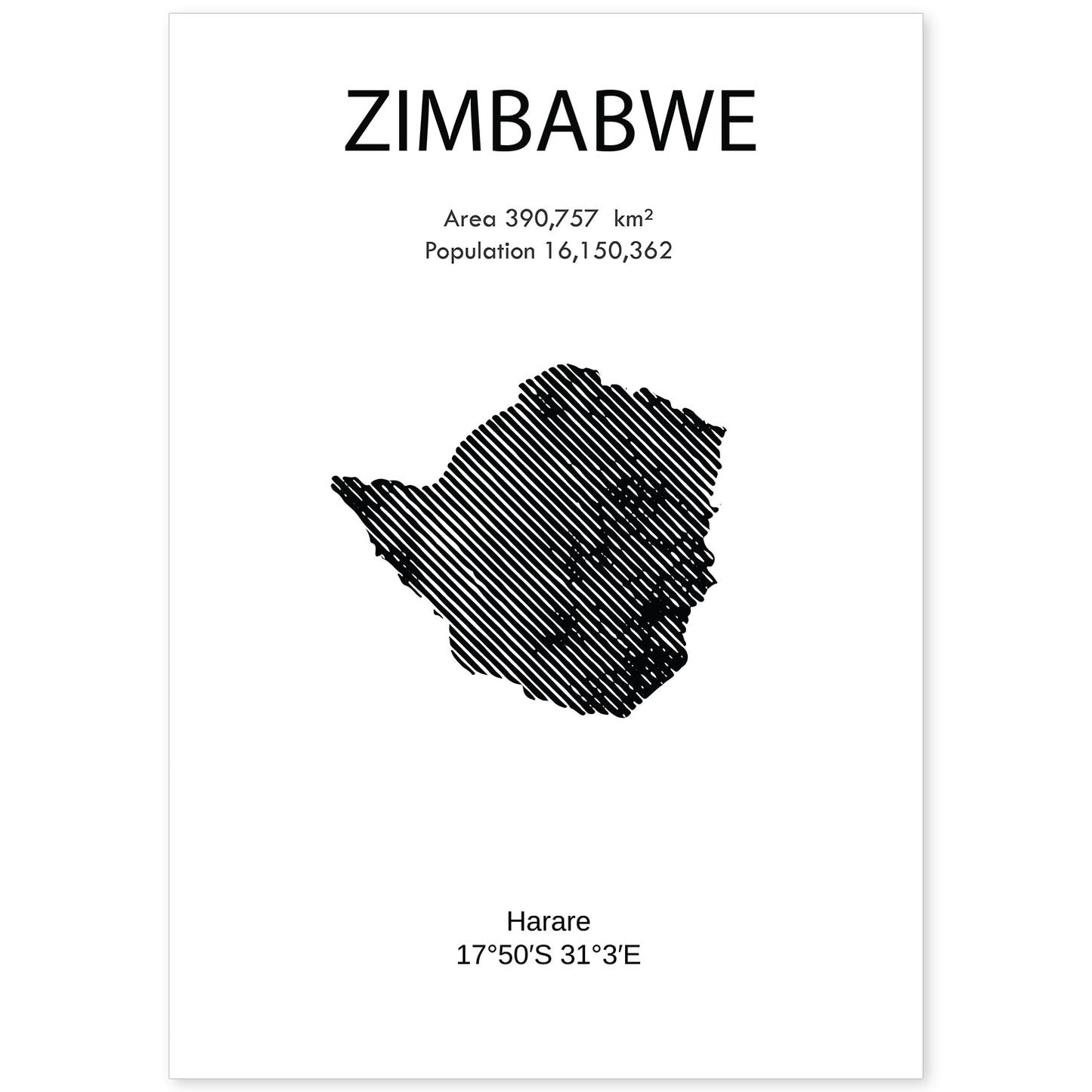 Poster de Zimbabwe. Láminas de paises y continentes del mundo.-Artwork-Nacnic-A4-Sin marco-Nacnic Estudio SL