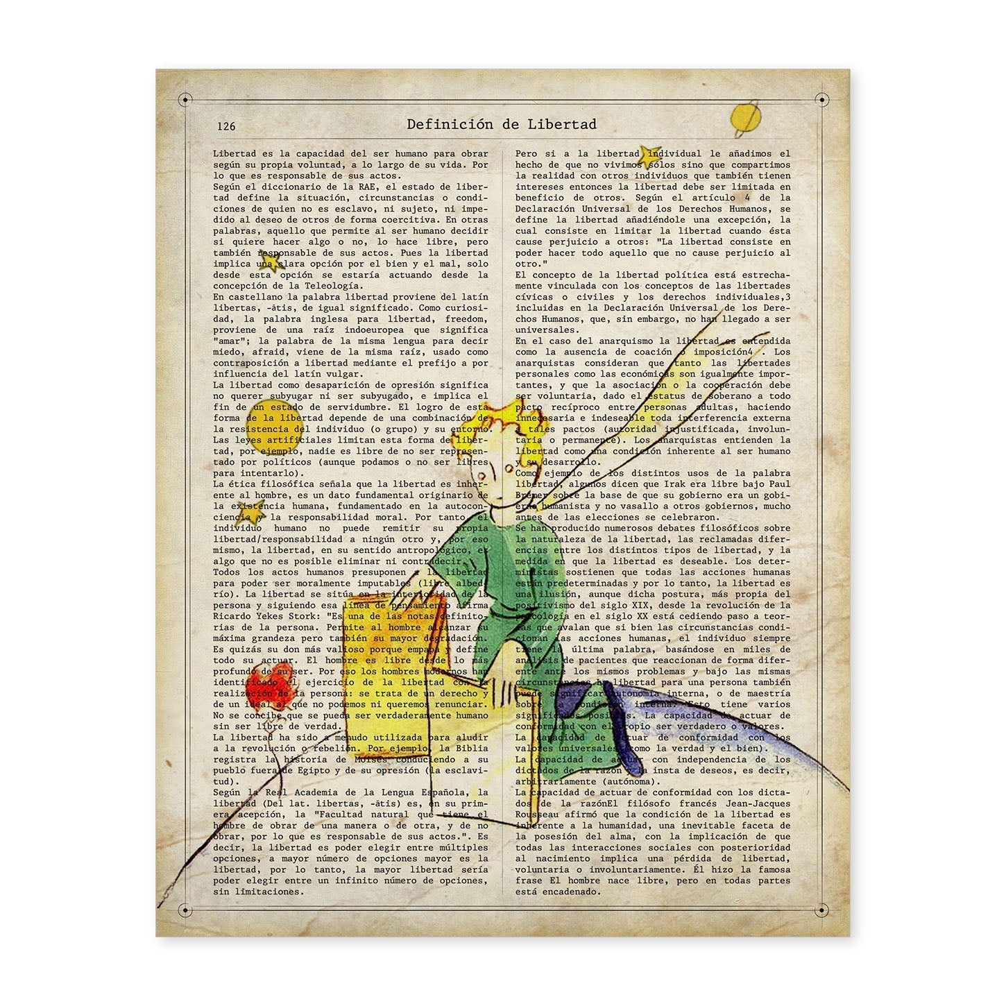 Poster del principito para niños pequeños. Lámina de Principito con libro con definiciones.-Artwork-Nacnic-A4-Sin marco-Nacnic Estudio SL