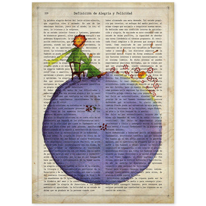 Poster del principito para niños pequeños. Lámina de Principito sentado en silla con definiciones.-Artwork-Nacnic-A4-Sin marco-Nacnic Estudio SL