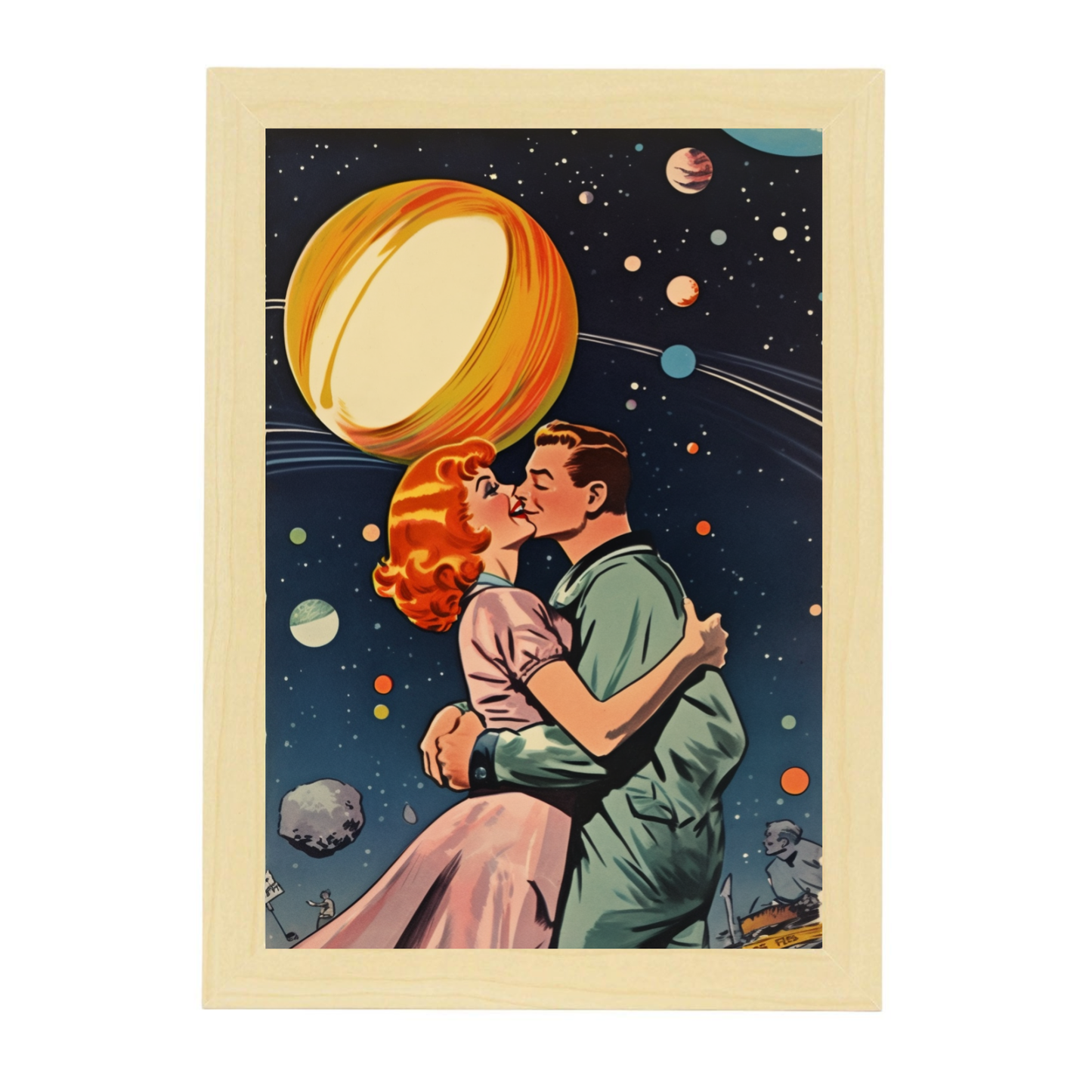 Poster Espacial de Pareja de los años 60
