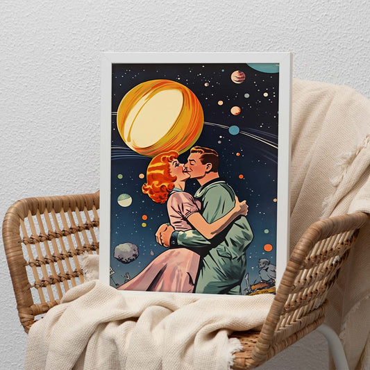 Poster Espacial de Pareja de los años 60