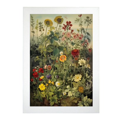 Lámina Cromolitografía Victoriana de Flores y Plantas del Prado