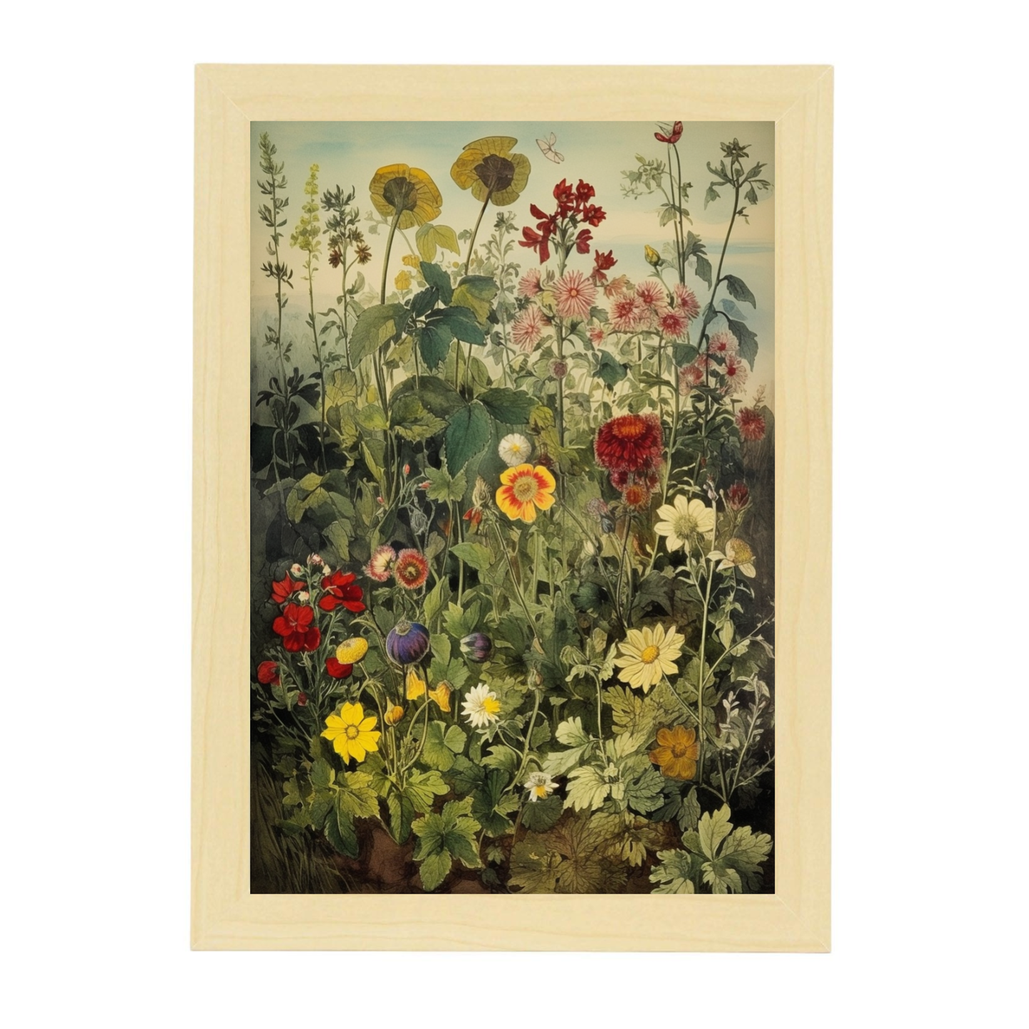 Lámina Cromolitografía Victoriana de Flores y Plantas del Prado
