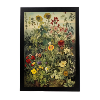 Lámina Cromolitografía Victoriana de Flores y Plantas del Prado