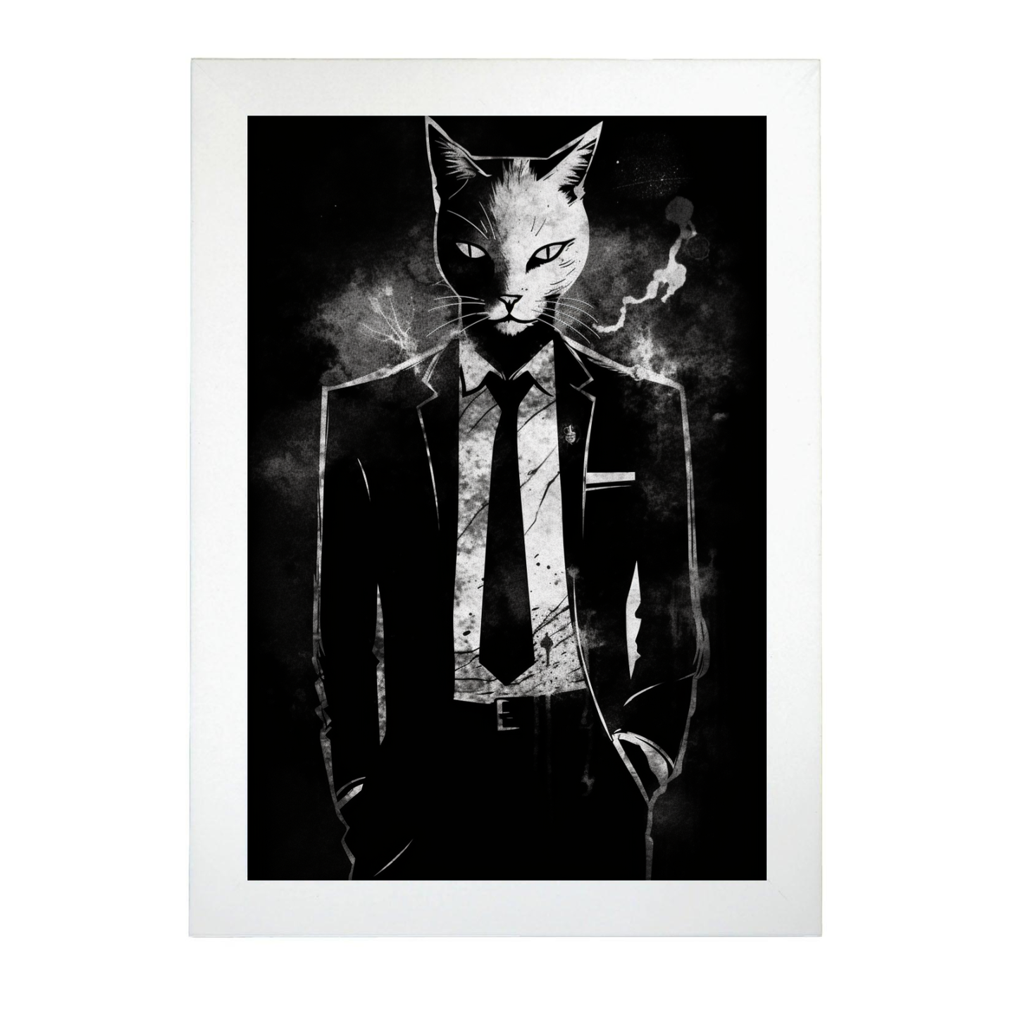 Poster gato impreso en blanco y negro