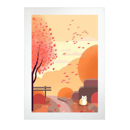 Póster Gato Lindo en Jardín Estilo Ryo Takemasa