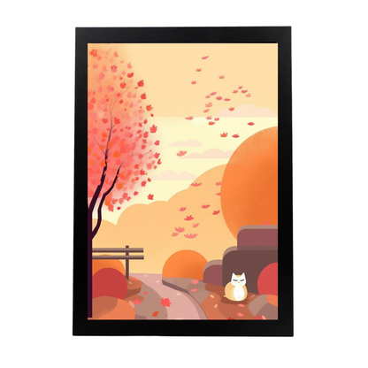 Póster Gato Lindo en Jardín Estilo Ryo Takemasa