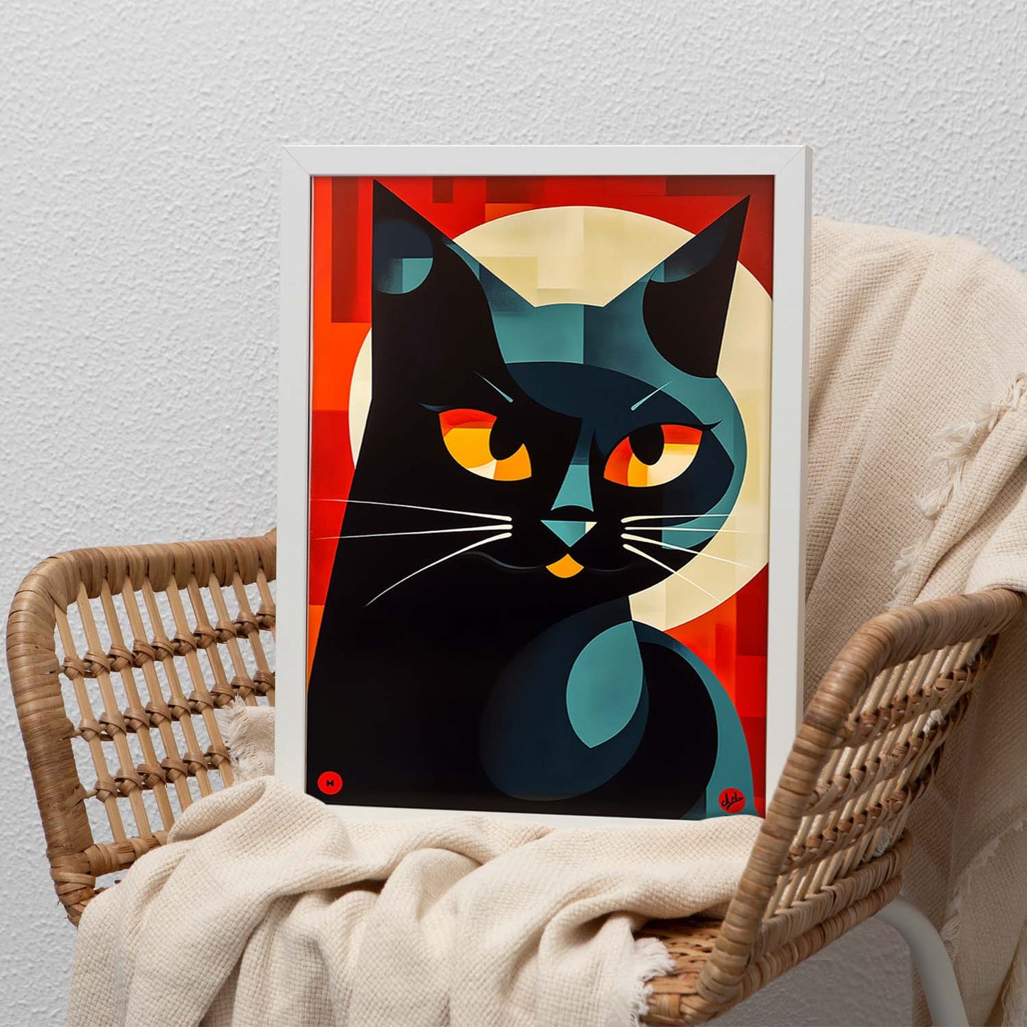 Póster Gato Negro en Estilo Airbrush