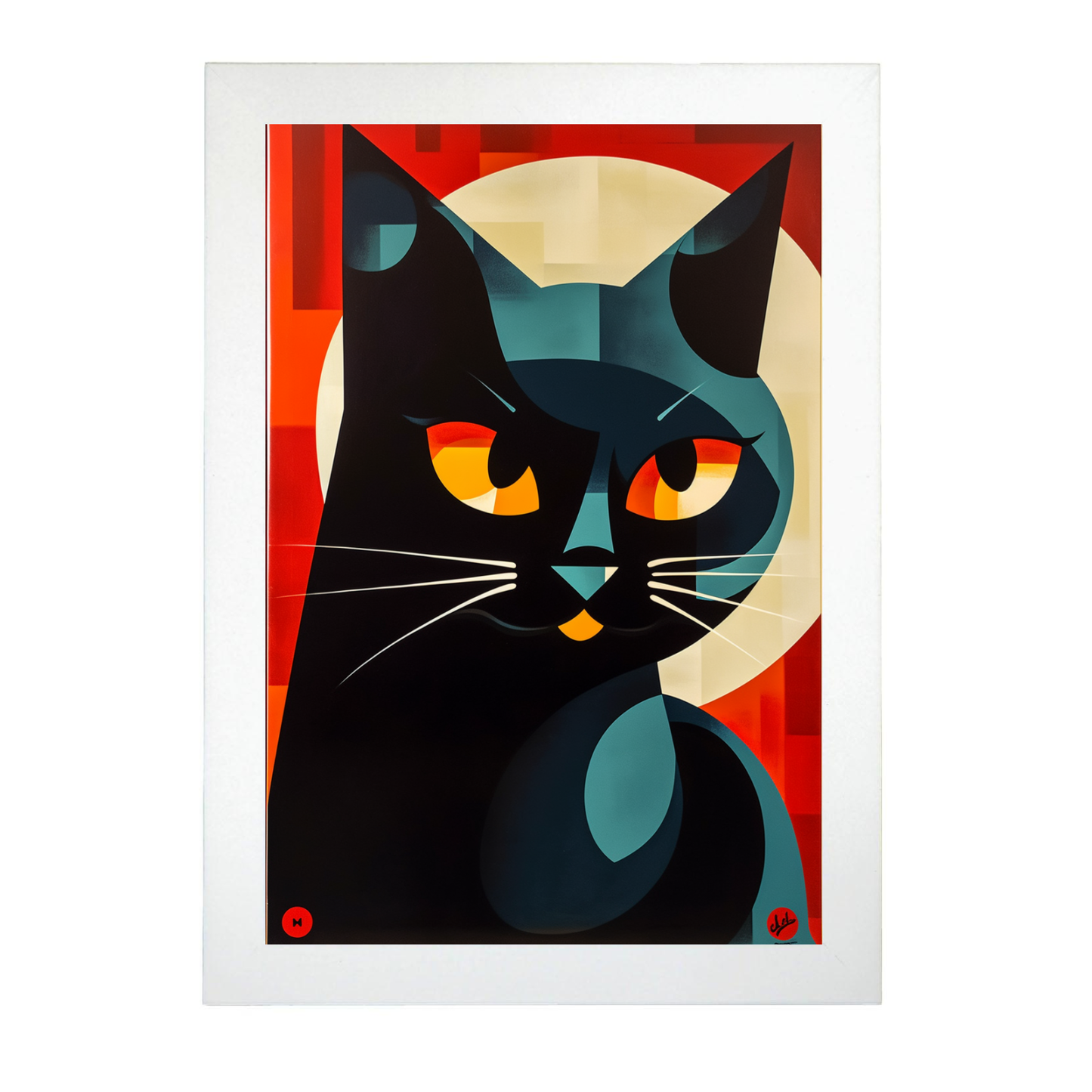 Póster Gato Negro en Estilo Airbrush