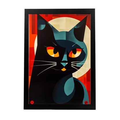 Póster Gato Negro en Estilo Airbrush