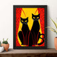 Póster de Gatos Negros en Fondo Rojo