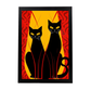 Póster de Gatos Negros en Fondo Rojo
