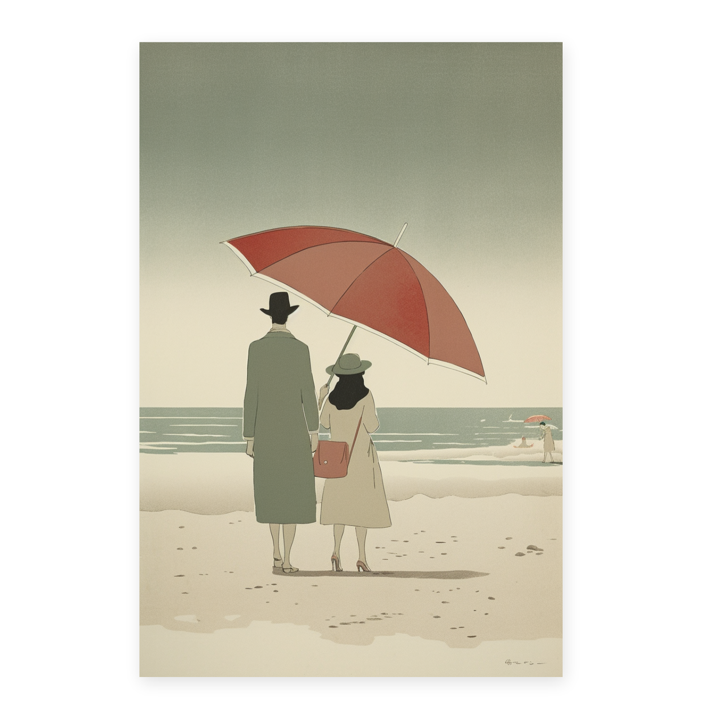 Lámina Gente de la Playa bajo un Parasol de Alessandro Gottardo