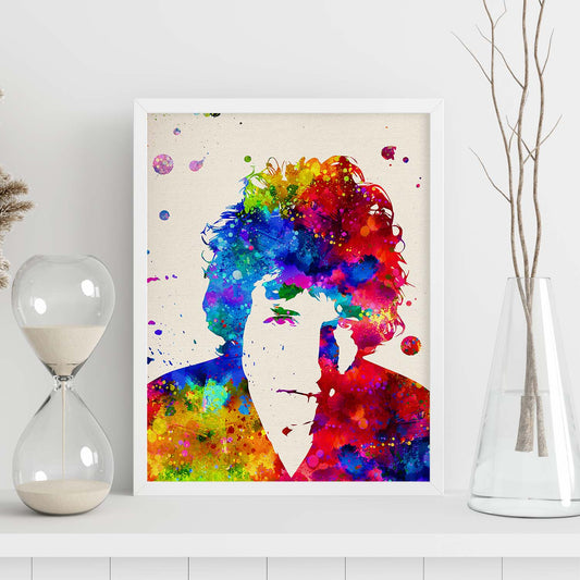 Poster imagen de Bob dylan. Posters con diseño acuarela de famosos, actores, músicos-Artwork-Nacnic-Nacnic Estudio SL