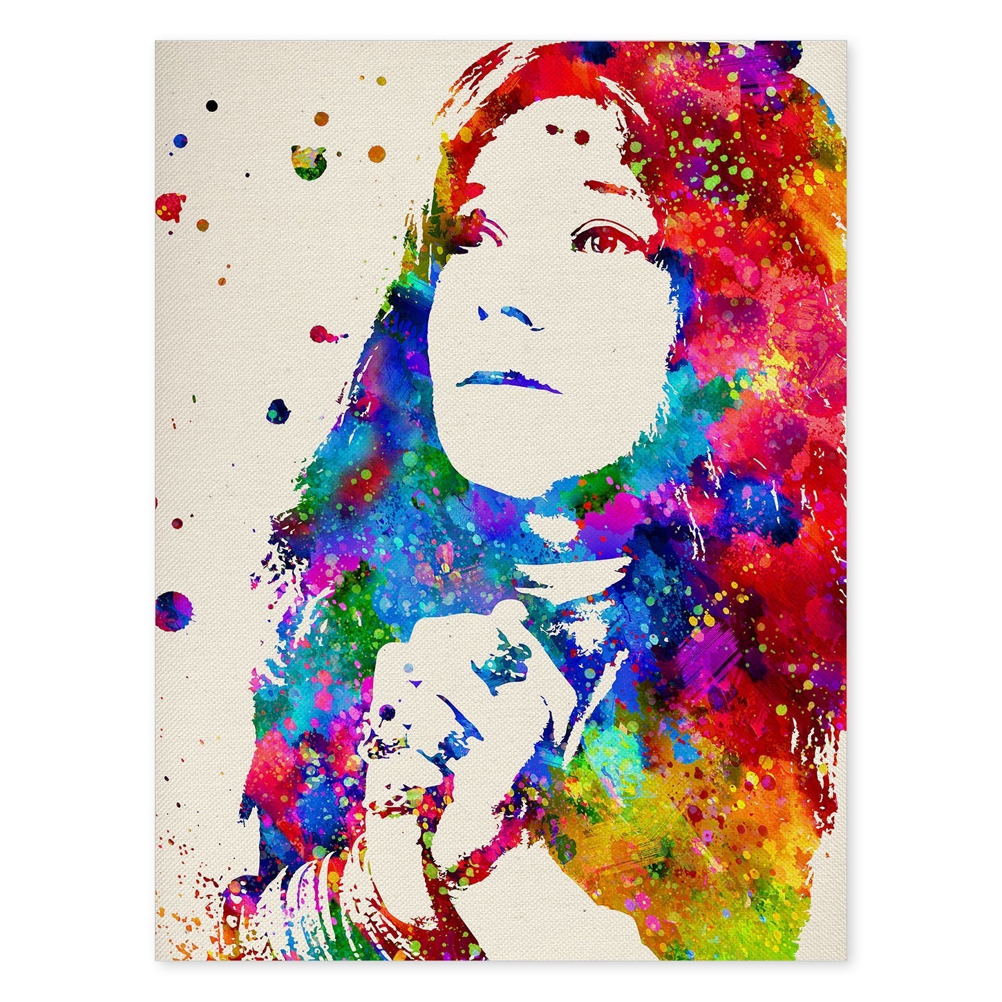 Poster imagen de Janis Joplin2. Posters con diseño acuarela de famosos, actores, músicos-Artwork-Nacnic-A4-Sin marco-Nacnic Estudio SL