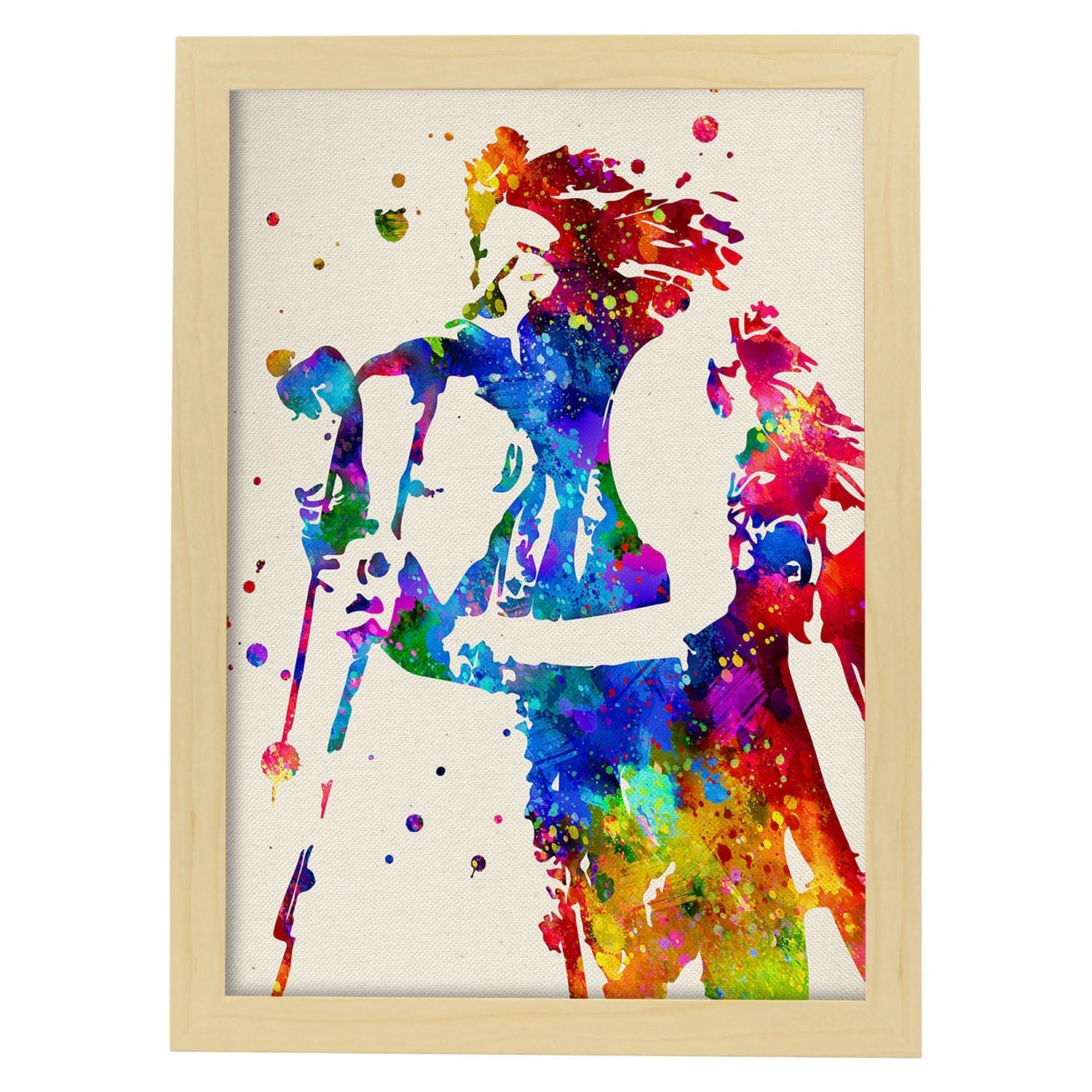 Poster imagen de Janis Joplin. Posters con diseño acuarela de famosos, actores, músicos-Artwork-Nacnic-A3-Marco Madera clara-Nacnic Estudio SL