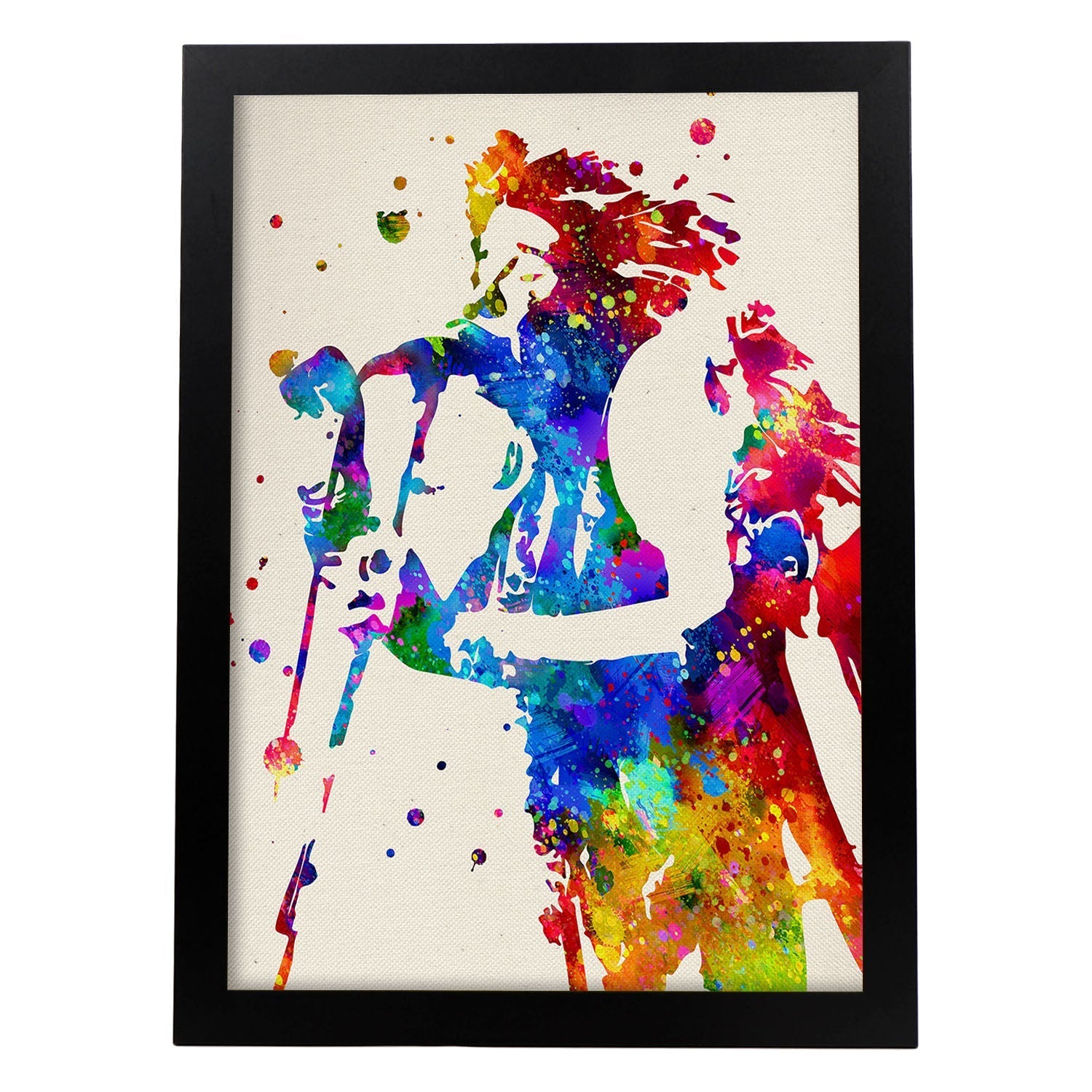 Poster imagen de Janis Joplin. Posters con diseño acuarela de famosos, actores, músicos-Artwork-Nacnic-A3-Marco Negro-Nacnic Estudio SL