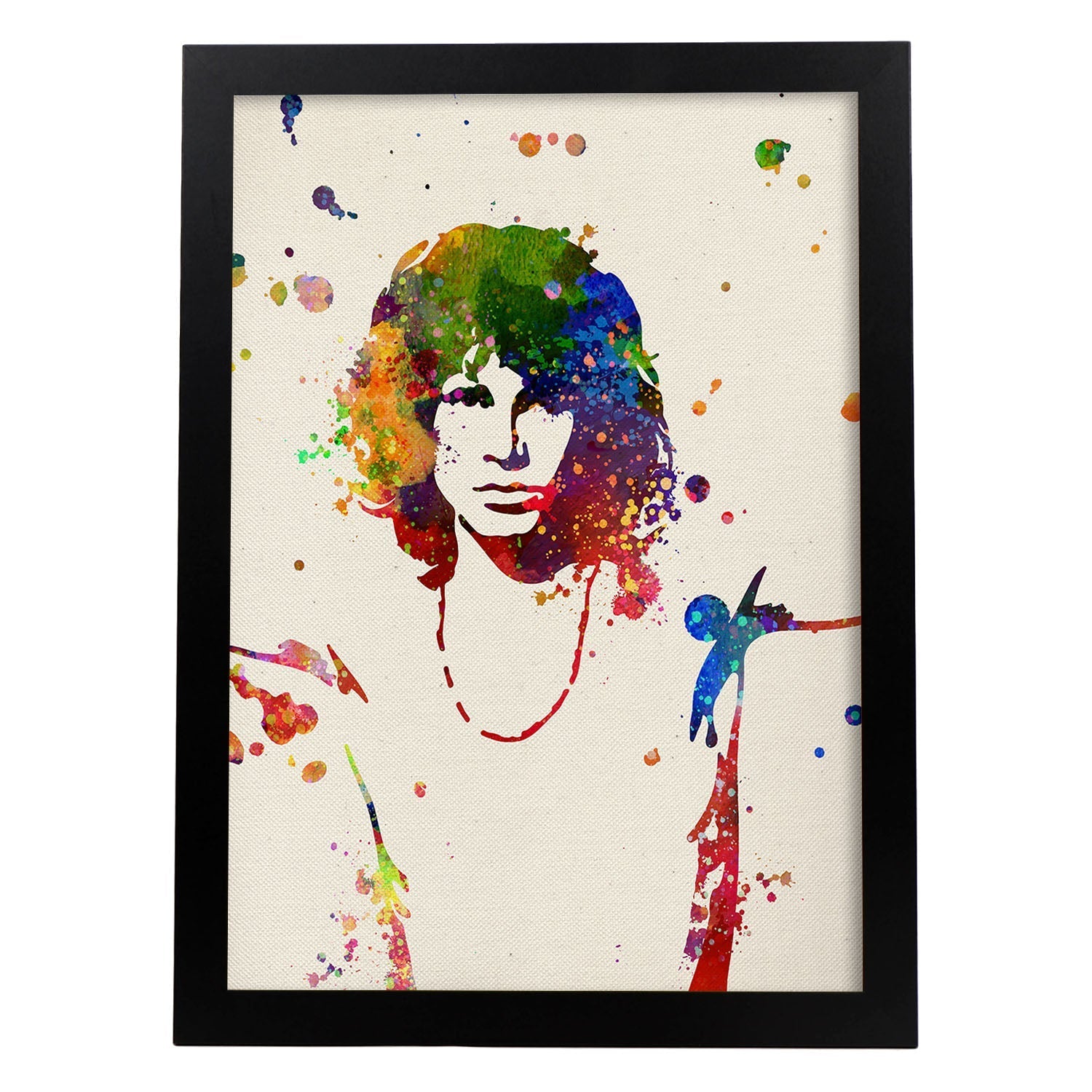 Poster imagen de Jim Morrison. Posters con diseño acuarela de famosos, actores, músicos-Artwork-Nacnic-A3-Marco Negro-Nacnic Estudio SL