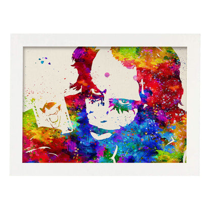 Poster imagen de Joker. Posters con diseño acuarela de famosos, actores, músicos-Artwork-Nacnic-A4-Marco Blanco-Nacnic Estudio SL