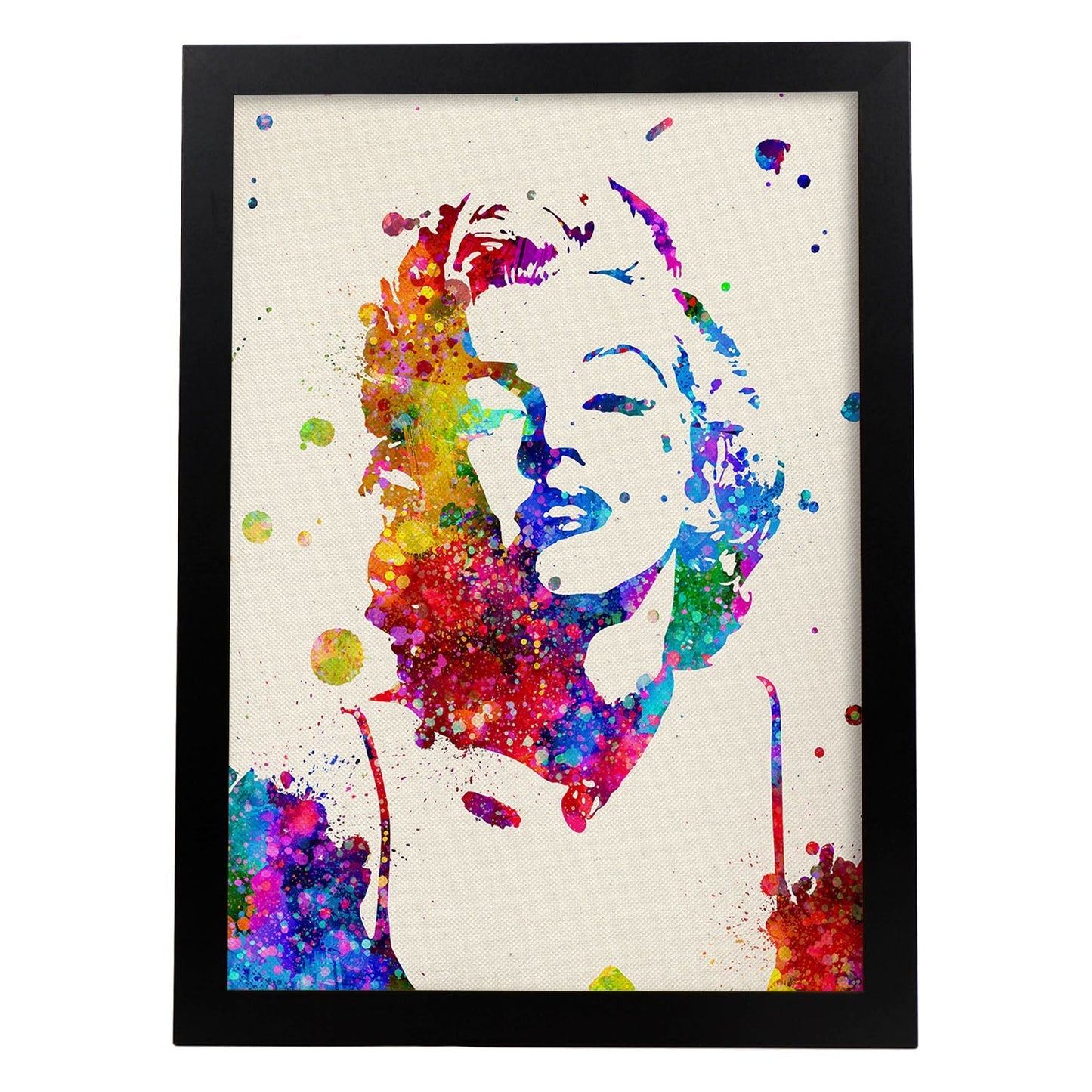 Poster imagen de Marilyn Monroe. Posters con diseño acuarela de famosos, actores, músicos-Artwork-Nacnic-A3-Marco Negro-Nacnic Estudio SL