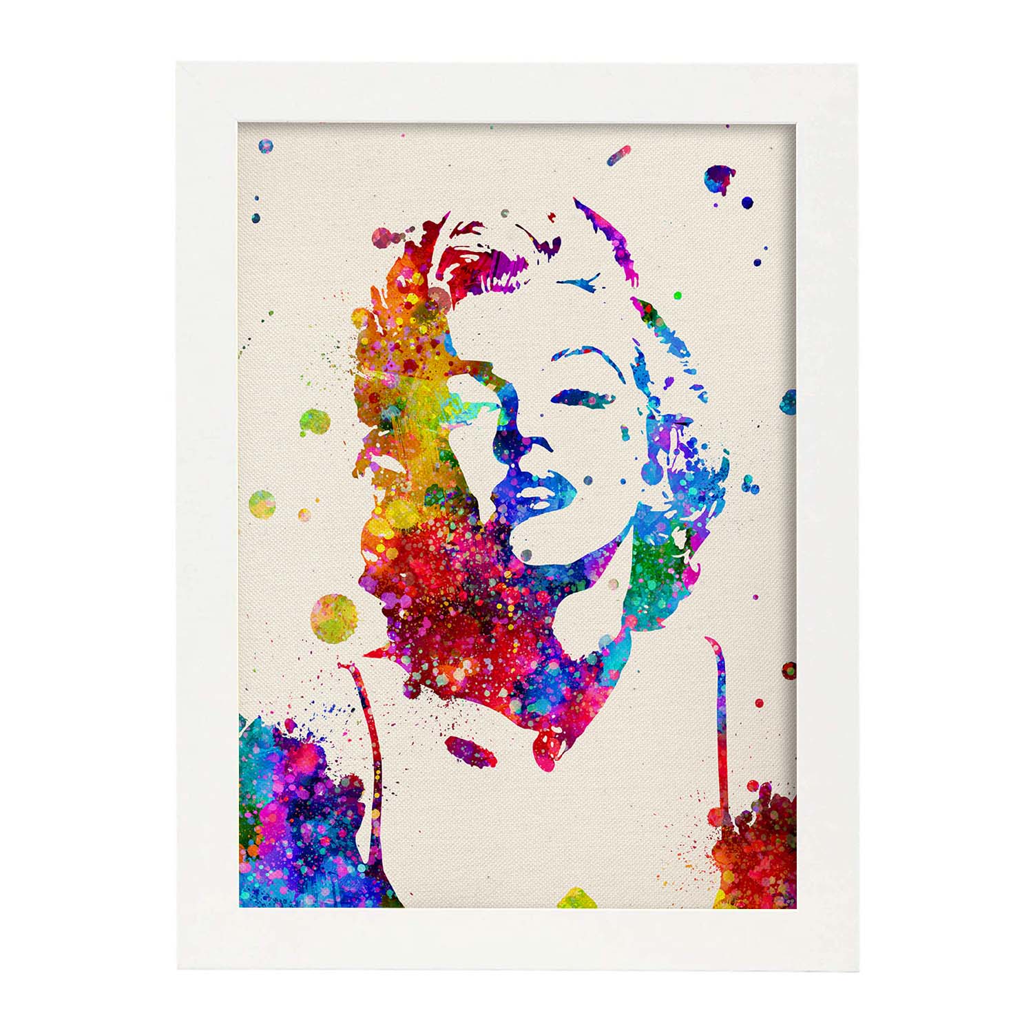 Poster imagen de Marilyn Monroe. Posters con diseño acuarela de famosos, actores, músicos-Artwork-Nacnic-A4-Marco Blanco-Nacnic Estudio SL