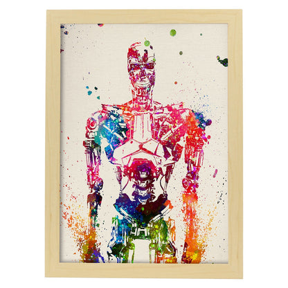 Poster imagen de Terminator2. Posters con diseño acuarela de películas y cine.Imágenes del cine y filmes para-Artwork-Nacnic-A4-Marco Madera clara-Nacnic Estudio SL