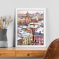 Póster de Invierno Nevado en Ciudad Rusa Pastel