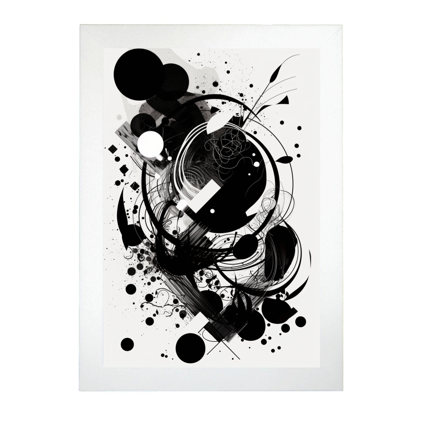 Lámina Minimalista Abstracta en Blanco y Negro