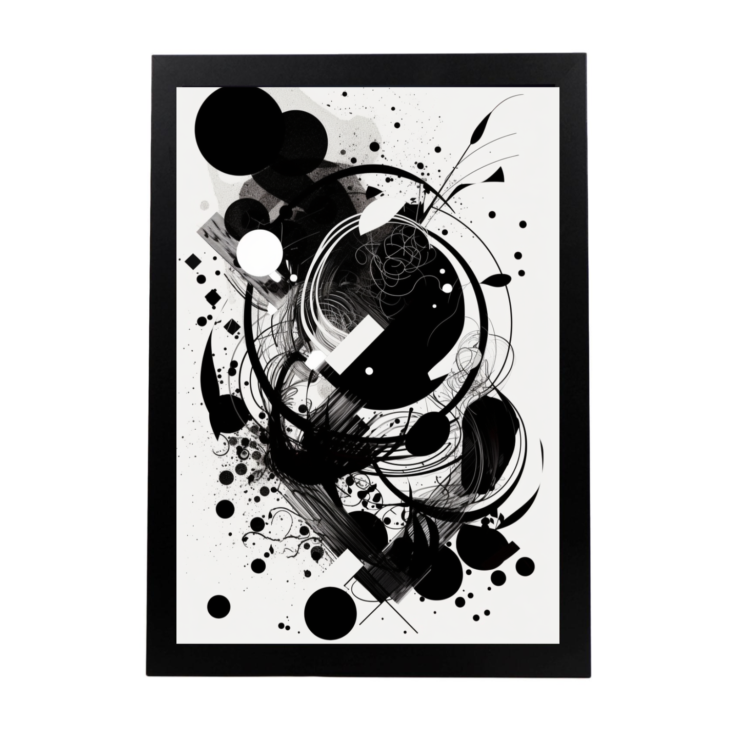 Lámina Minimalista Abstracta en Blanco y Negro