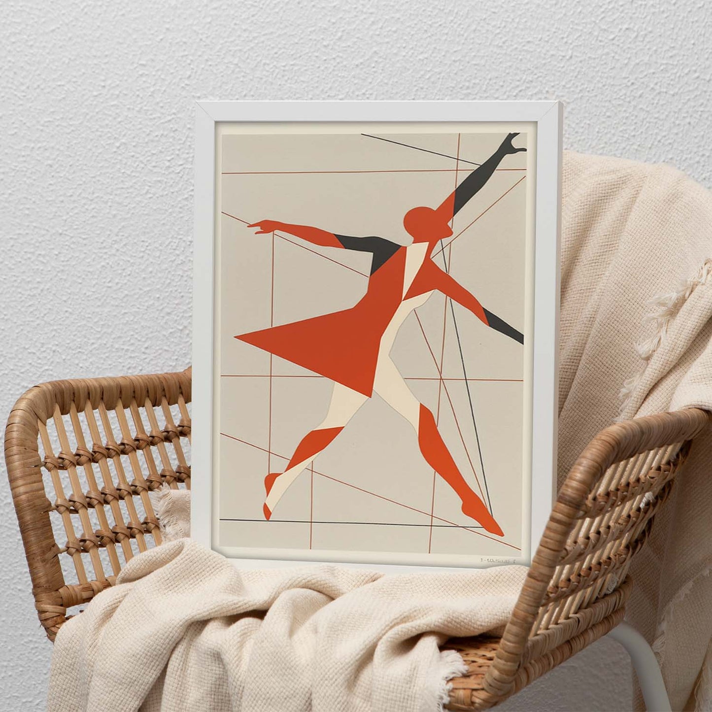 Póster Minimalista de Bailarina Abstracta en Bloques de Madera