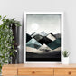 Lámina Geométrica de Montañas Nevadas Minimalista