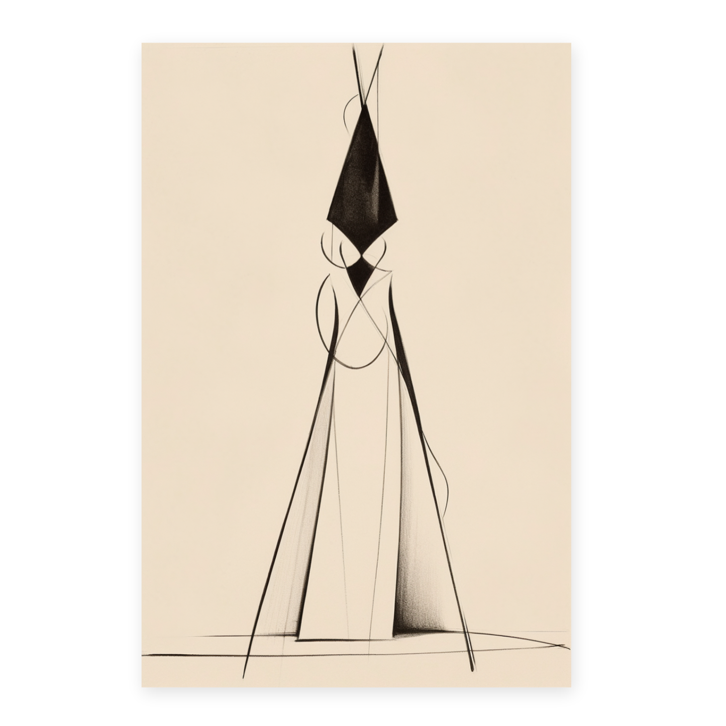 Póster Minimalista de Mujer Abstracta en Sketch de Lápiz