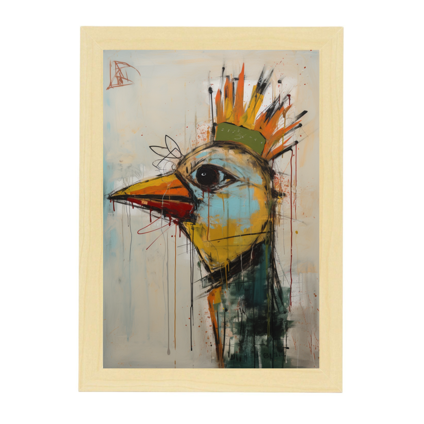 Póster "Pájaro feliz" estilo Basquiat