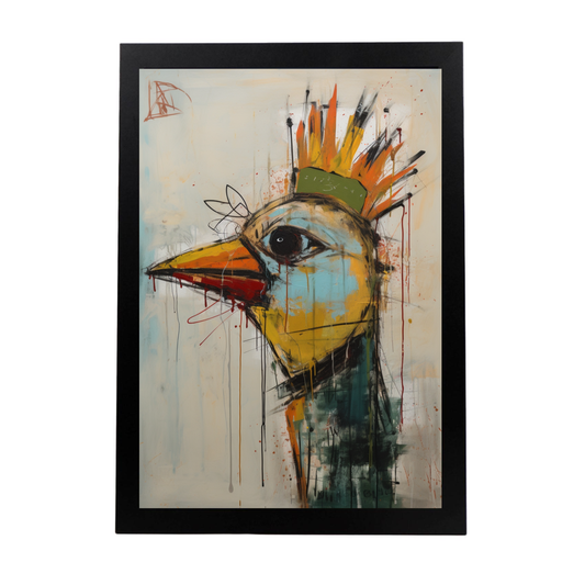Póster "Pájaro feliz" estilo Basquiat