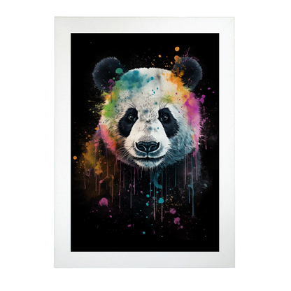 Póster de Panda con Salpicaduras de Acuarela Colorida