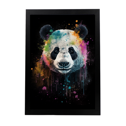 Póster de Panda con Salpicaduras de Acuarela Colorida