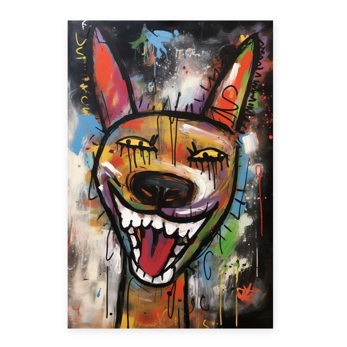 Póster de Perro Feliz Estilo Basquiat