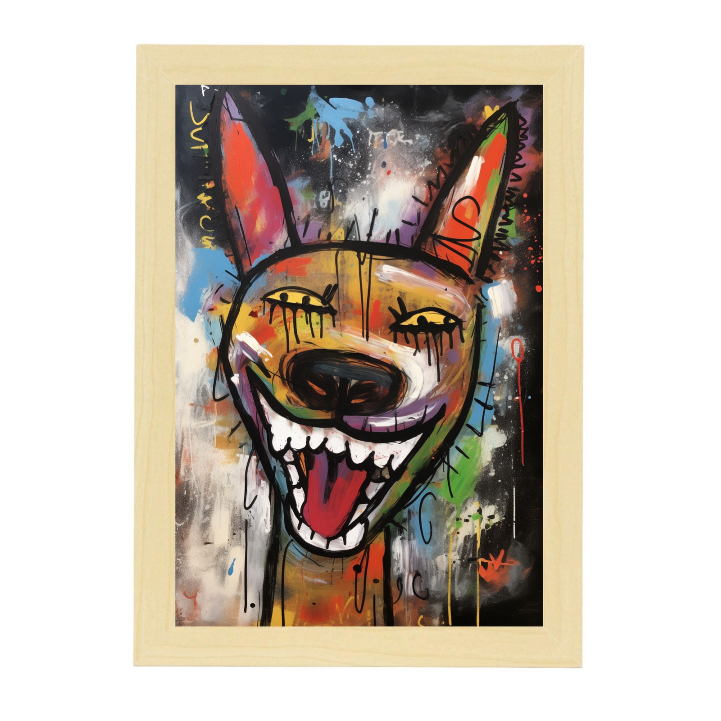 Póster de Perro Feliz Estilo Basquiat