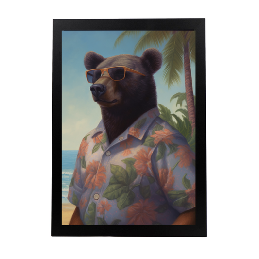 Póster de Oso en la Playa con Palmera