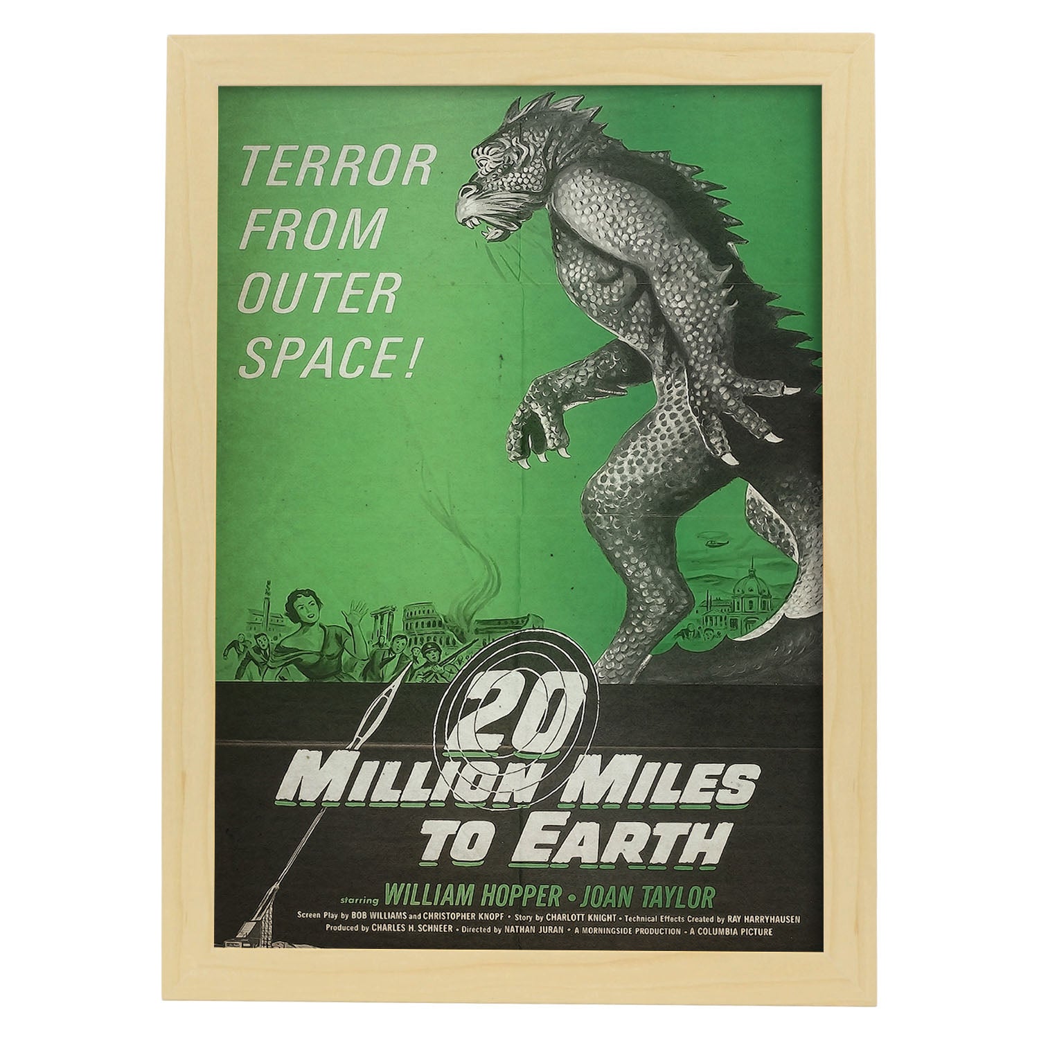 Poster vintage de 20 Millones de millas. con imágenes vintage y de publicidad antigua.-Artwork-Nacnic-A3-Marco Madera clara-Nacnic Estudio SL