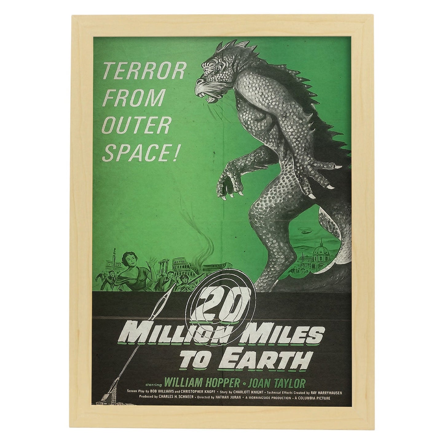 Poster vintage de 20 Millones de millas. con imágenes vintage y de publicidad antigua.-Artwork-Nacnic-A4-Marco Madera clara-Nacnic Estudio SL