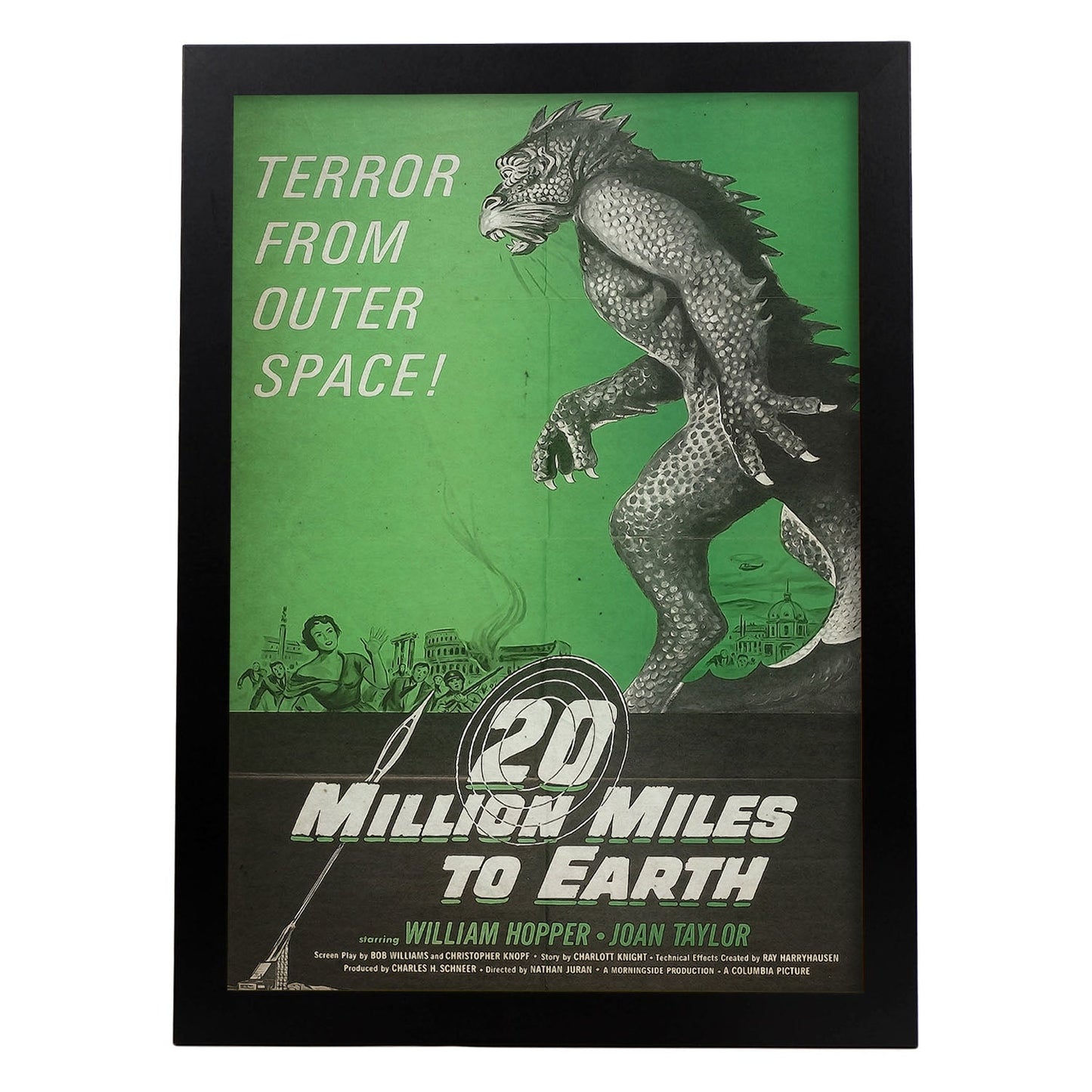 Poster vintage de 20 Millones de millas. con imágenes vintage y de publicidad antigua.-Artwork-Nacnic-A4-Marco Negro-Nacnic Estudio SL