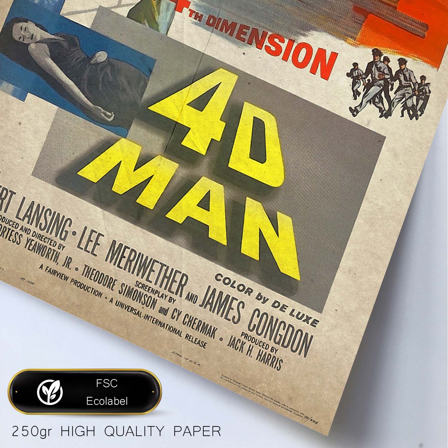 Poster vintage de 4D man. con imágenes vintage y de publicidad antigua.-Artwork-Nacnic-Nacnic Estudio SL