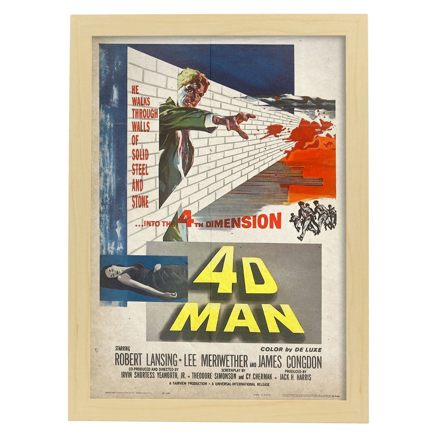 Poster vintage de 4D man. con imágenes vintage y de publicidad antigua.-Artwork-Nacnic-A3-Marco Madera clara-Nacnic Estudio SL