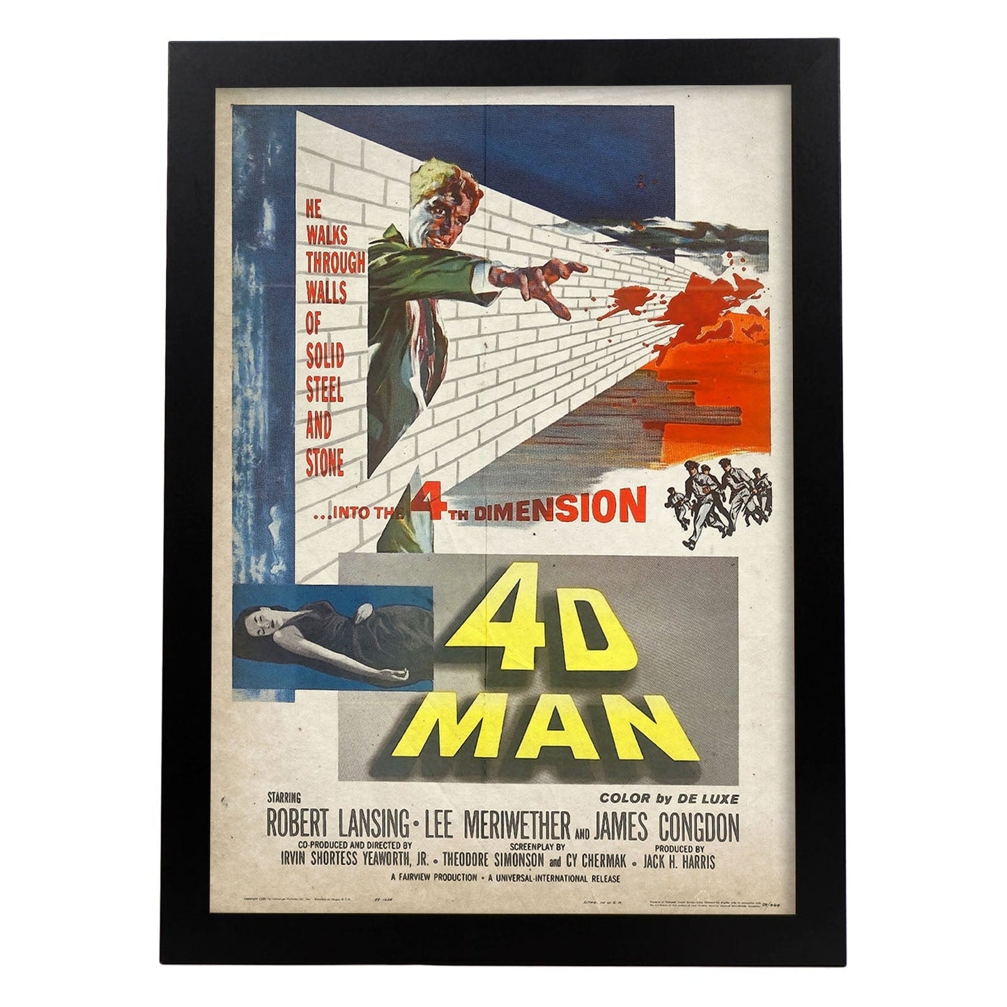 Poster vintage de 4D man. con imágenes vintage y de publicidad antigua.-Artwork-Nacnic-A3-Marco Negro-Nacnic Estudio SL