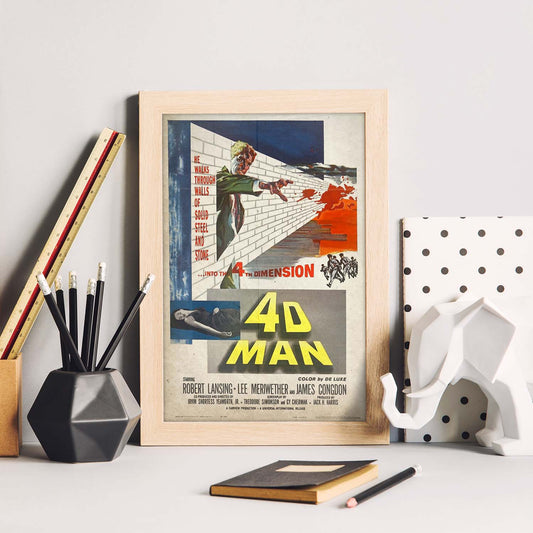 Poster vintage de 4D man. con imágenes vintage y de publicidad antigua.-Artwork-Nacnic-Nacnic Estudio SL