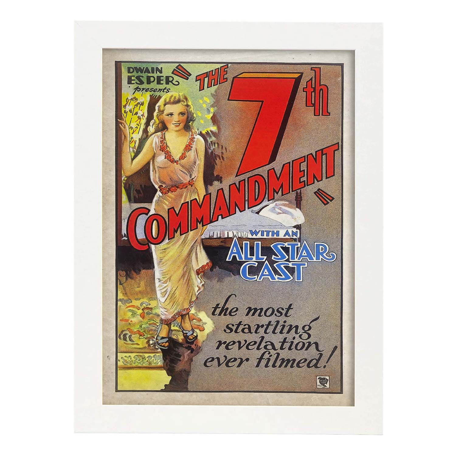 Poster vintage de 7 mandamientos. con imágenes vintage y de publicidad antigua.-Artwork-Nacnic-A3-Marco Blanco-Nacnic Estudio SL