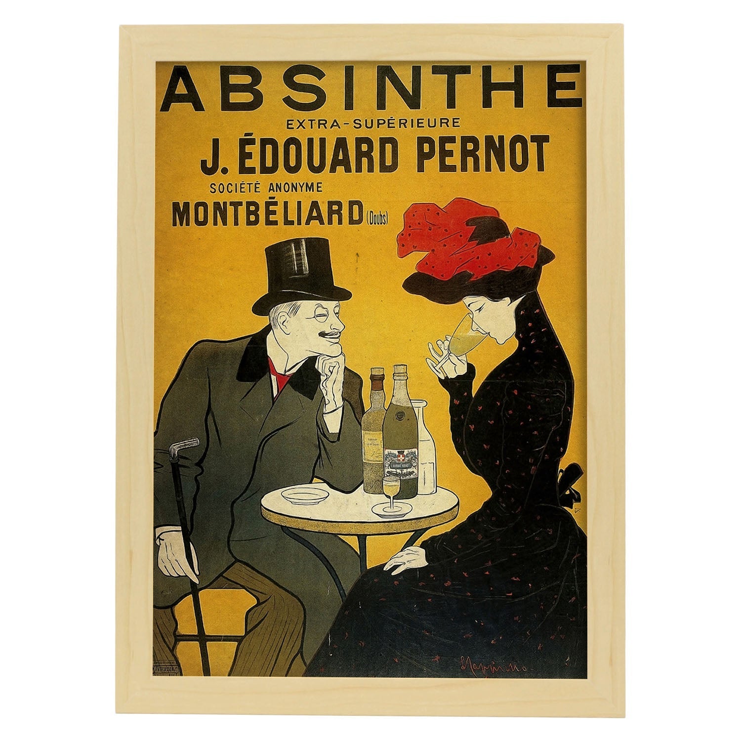 Poster vintage de Absenta. con imágenes vintage y de publicidad antigua.-Artwork-Nacnic-A3-Marco Madera clara-Nacnic Estudio SL