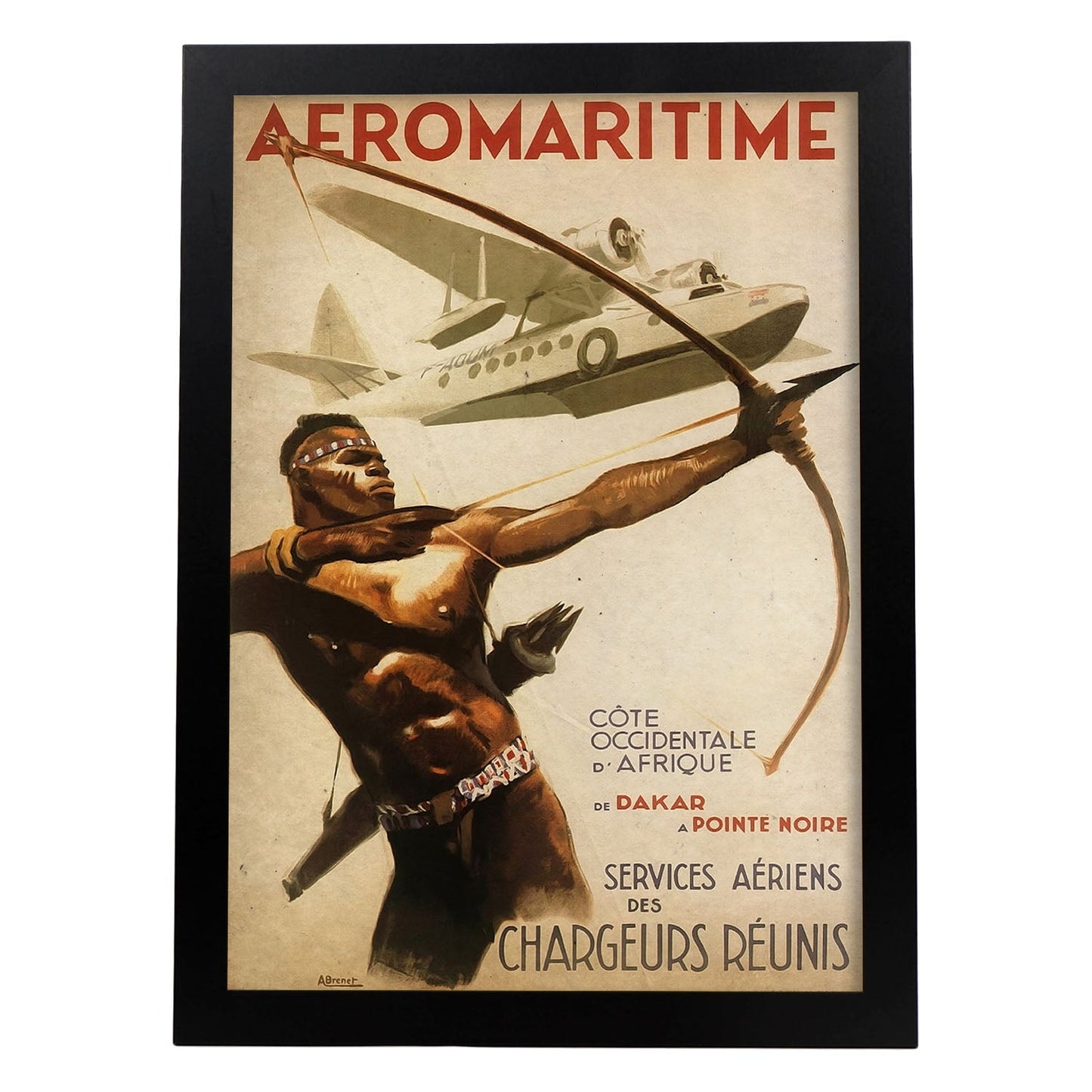 Poster vintage de Aeromaritima. con imágenes vintage y de publicidad antigua.-Artwork-Nacnic-A3-Marco Negro-Nacnic Estudio SL