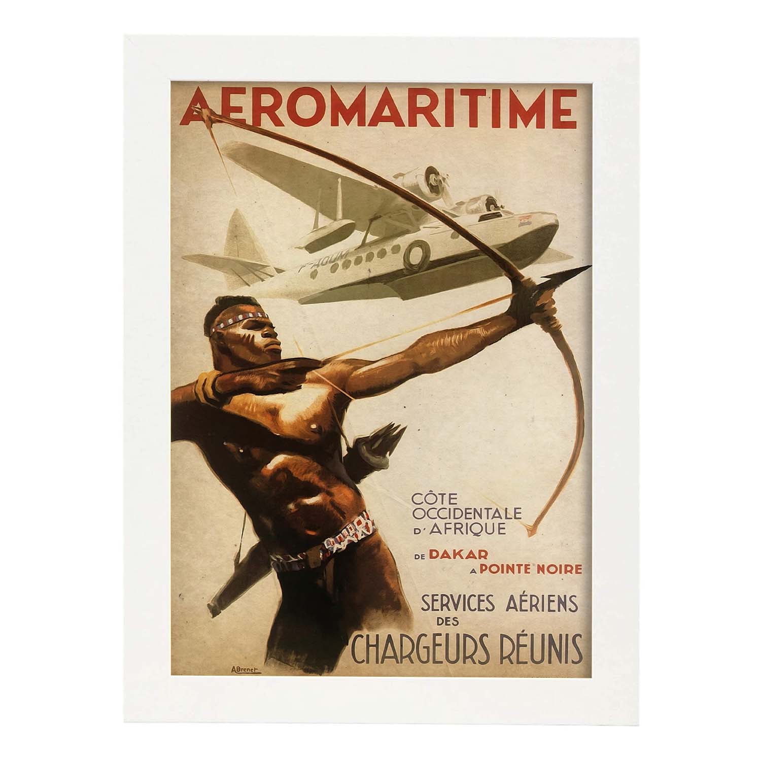Poster vintage de Aeromaritima. con imágenes vintage y de publicidad antigua.-Artwork-Nacnic-A4-Marco Blanco-Nacnic Estudio SL